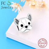 925 Silver French Bulldog Beads Pendant for Charm Bracelets