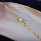 Opal Eye Crystal Pendant Necklace Teufels Auge 14k-gold Plated Natural Opal Neck