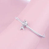Silver Goldfish Princess Crown Zirconia Bead Pendant