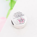 925 Silver Enchanted Pink Bird Yellow Flower Leaf Bead