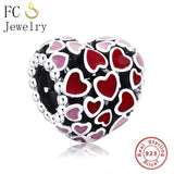 Enamel Heart Bead 925 Sterling Silver Charm Bracelet Gift