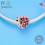 Enamel Heart Bead 925 Sterling Silver Charm Bracelet Gift
