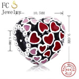Enamel Heart Bead 925 Sterling Silver Charm Bracelet Gift