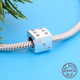 925 Silver Lucky Dice Zirconia Bead Bracelet Charm