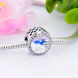 925 Silver Pink Hot Air Balloon Bead for Charm Bracelet Travel Life Cloud