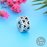 925 Silver Round Hand Heart Flower Bead Spacer Berloque