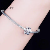 925 Silver Round Hand Heart Flower Bead Spacer Berloque
