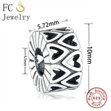 925 Silver Round Hand Heart Flower Bead Spacer Berloque