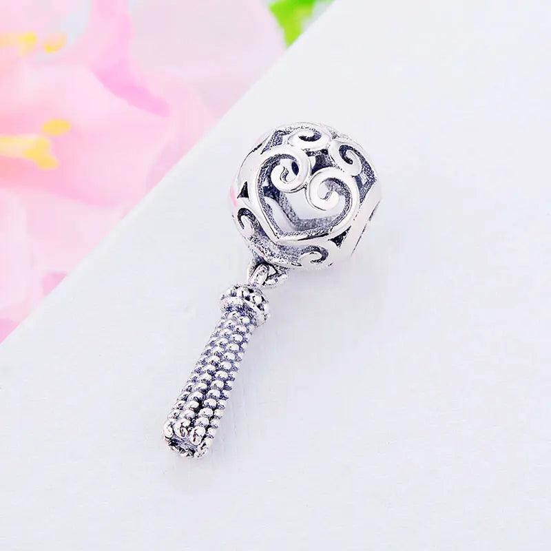 Europe HEART Tassel Dangle Bead Fit Charm Bracelet 925 Sterling Silver