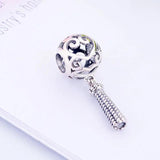 Europe HEART Tassel Dangle Bead Fit Charm Bracelet 925 Sterling Silver