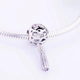 Europe HEART Tassel Dangle Bead Fit Charm Bracelet 925 Sterling Silver