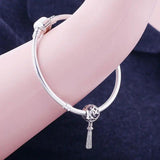 Europe HEART Tassel Dangle Bead Fit Charm Bracelet 925 Sterling Silver