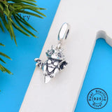 925 Silver Dino Green Punk Rock Music Charm Bracelet DIY