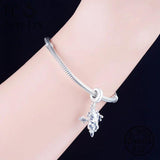 925 Silver Dino Green Punk Rock Music Charm Bracelet DIY