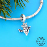 925 Silver Dino Green Punk Rock Music Charm Bracelet DIY