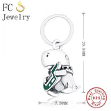 925 Silver Dino Green Punk Rock Music Charm Bracelet DIY