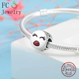 Sterling Silver Face Emotion Charm Bracelet Bangle for Kids