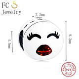 Sterling Silver Face Emotion Charm Bracelet Bangle for Kids