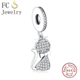 925 Silver Cat Charm Bracelet Berloque