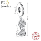 925 Silver Cat Charm Bracelet Berloque