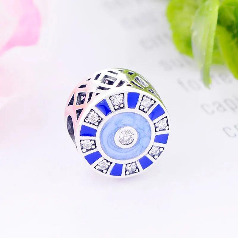 925 Silver Evil Eye Zirconia Crystal Beads Charm Bracelet
