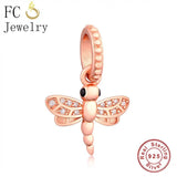 Dragonfly Charm Bracelet 925 Silver Spring Berloque