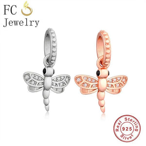 Dragonfly Charm Bracelet 925 Silver Spring Berloque