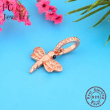 Dragonfly Charm Bracelet 925 Silver Spring Berloque