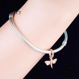 Dragonfly Charm Bracelet 925 Silver Spring Berloque