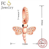 Dragonfly Charm Bracelet 925 Silver Spring Berloque
