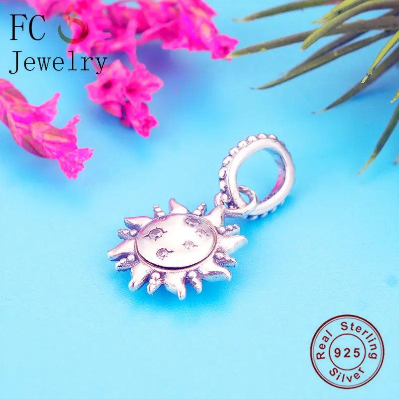 925 Silver Sunflower CZ Pendant Charm Bracelet for Pan Charms