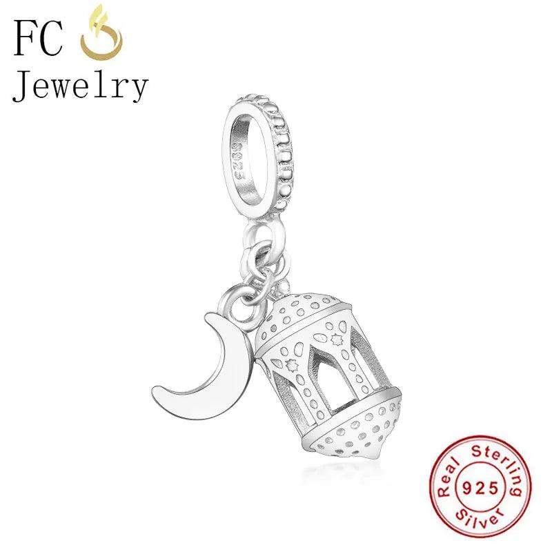 925 Silver Castle Moon Cage Pendant Bead for Bracelet Making