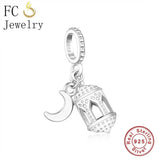 925 Silver Castle Moon Cage Pendant Bead for Bracelet Making