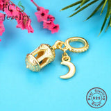 925 Silver Castle Moon Cage Pendant Bead for Bracelet Making