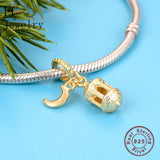 925 Silver Castle Moon Cage Pendant Bead for Bracelet Making