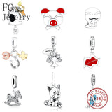 925 Sterling Silver Charm Bracelet with Crystal Beads