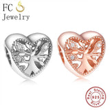 925 Silver Rose Tree Charm Bracelet for Women