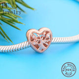 925 Silver Rose Tree Charm Bracelet for Women