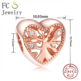 925 Silver Rose Tree Charm Bracelet for Women