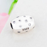 925 Silver Coffee Bean Shell Zirconia Bead Charm Bracelet Women Jewelry