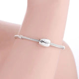 925 Silver Coffee Bean Shell Zirconia Bead Charm Bracelet Women Jewelry