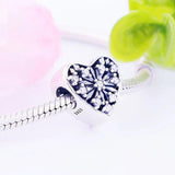 925 Silver Heart Snowflake Zirconia Bead Pan Charm Bracelet