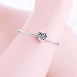 925 Silver Heart Snowflake Zirconia Bead Pan Charm Bracelet