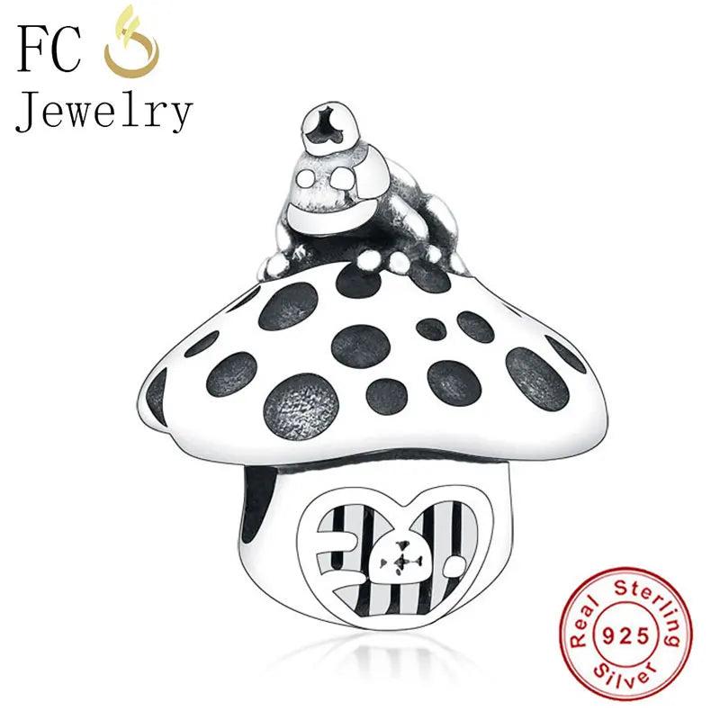925 Silver Mushroom Wood Frog Bead Travel Berloque