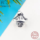 925 Silver Mushroom Wood Frog Bead Travel Berloque