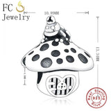925 Silver Mushroom Wood Frog Bead Travel Berloque