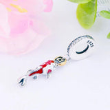 925 Silver Good Fortune Coin Red Carp Fish Bead Charm