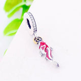 925 Silver Good Fortune Coin Red Carp Fish Bead Charm