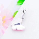 925 Silver Pink Enamel Butterfly Bead Pendant for Charm Bracelet