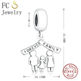 925 Sterling Silver Family Forever Beads Charm Bracelet DIY